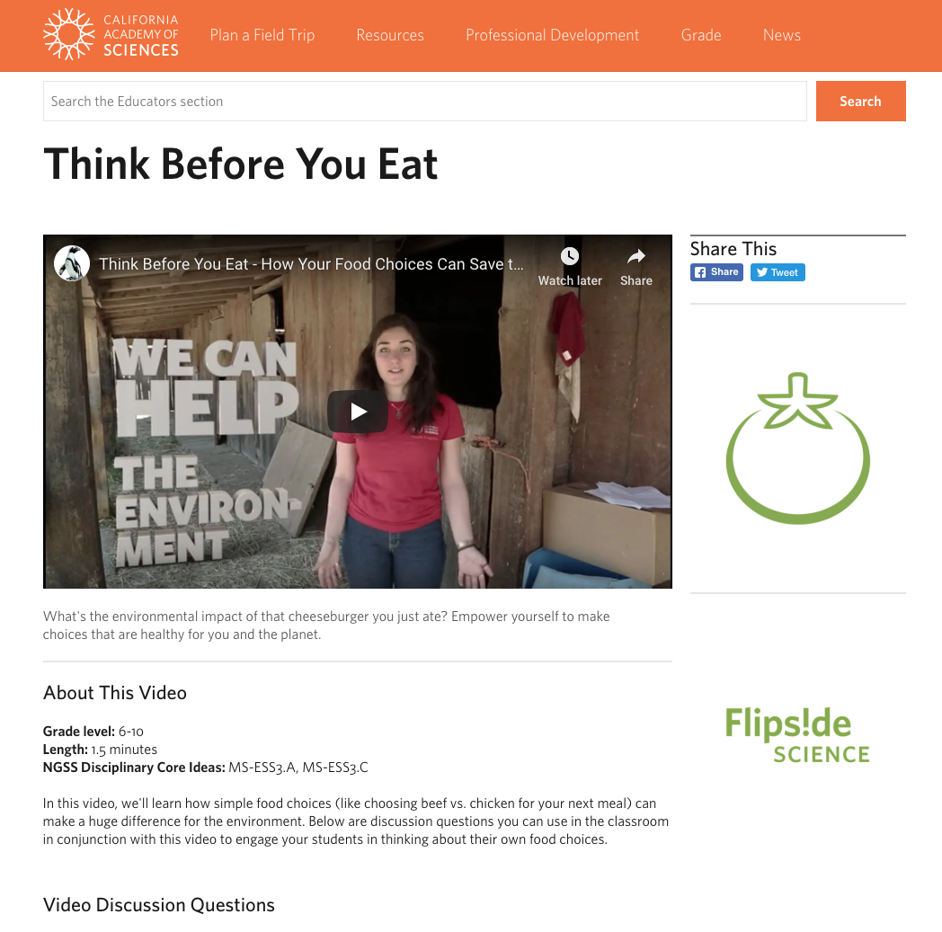 Think Before You Eat Instructional Video