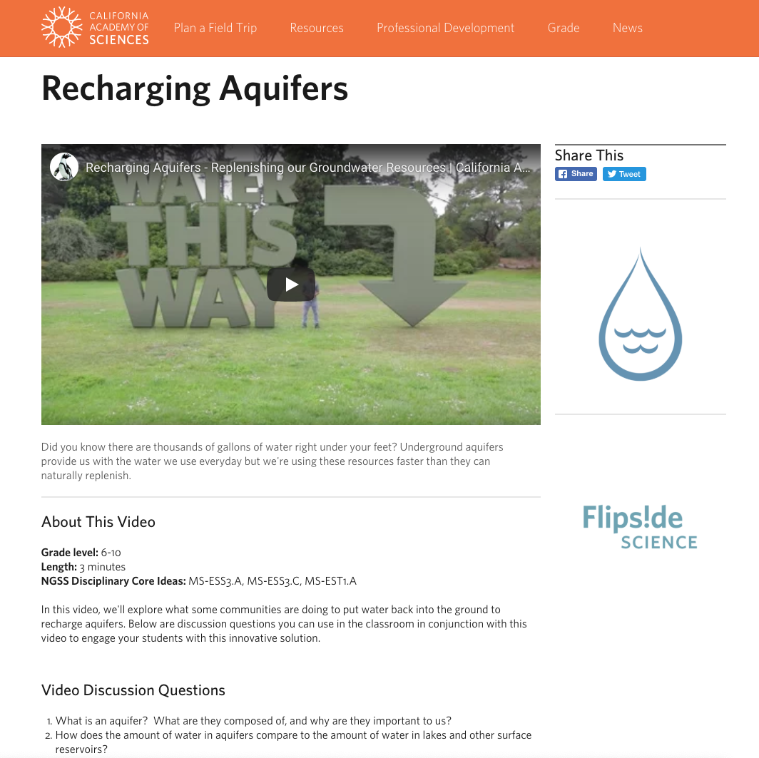 Recharging Aquifers Instructional Video
