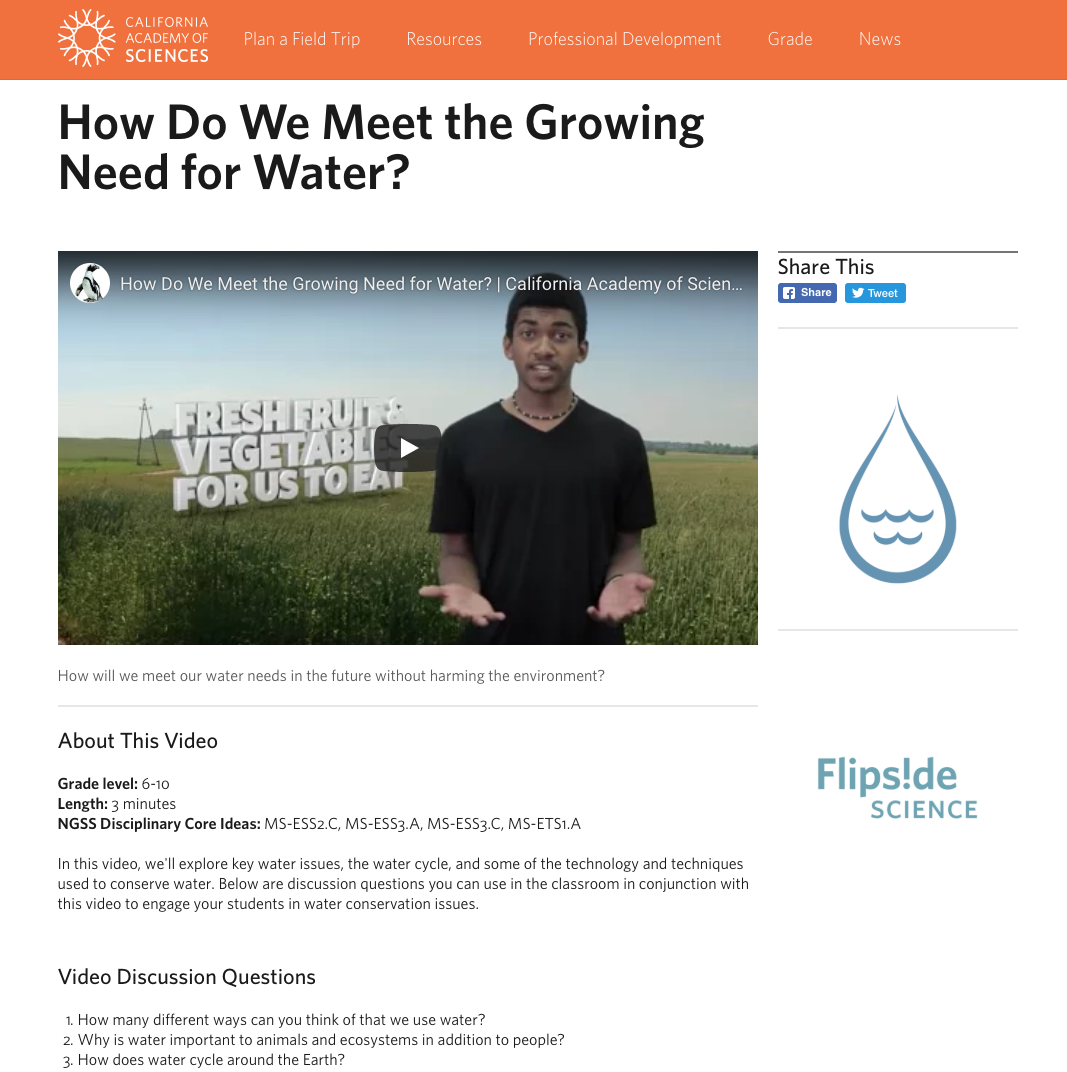 How Do We Meet the Growing Need for Water? Instructional Video