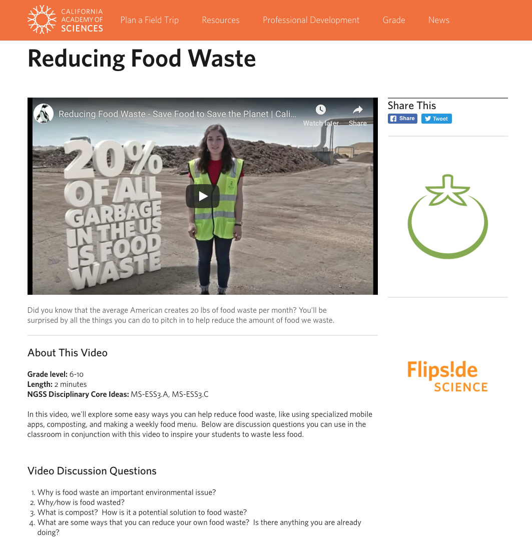 Reducing Food Waste Instructional Video