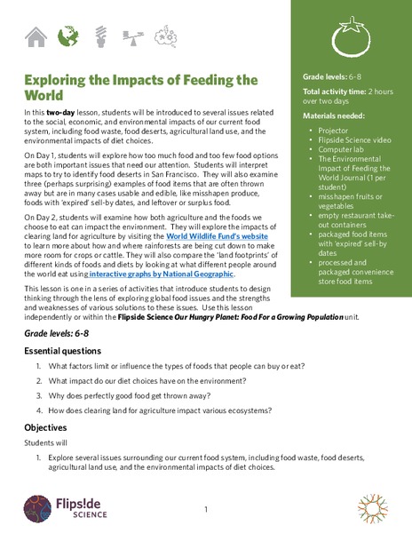 Exploring the Impacts of Feeding the World Lesson Plan
