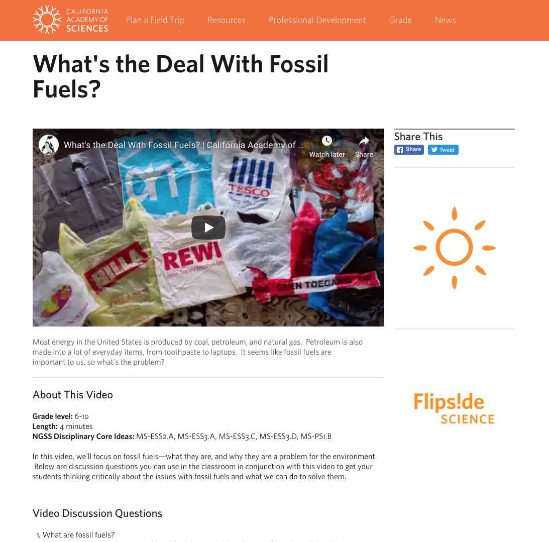What's the Deal With Fossil Fuels? Instructional Video