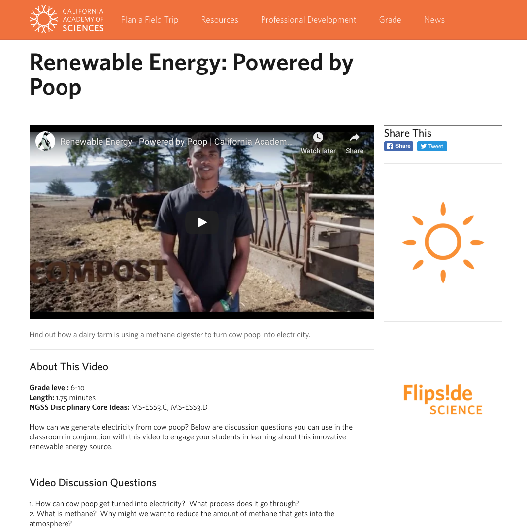Renewable Energy: Powered by Poop Instructional Video