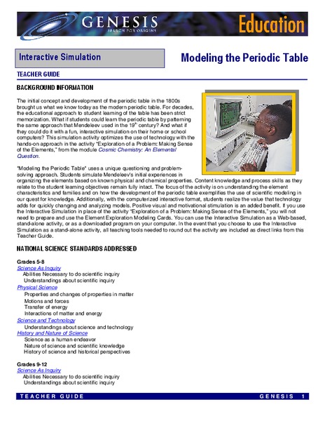 Modeling the Periodic Table Lesson Plan