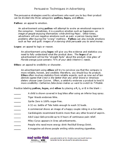 Persuasive Techniques in Advertising Handout