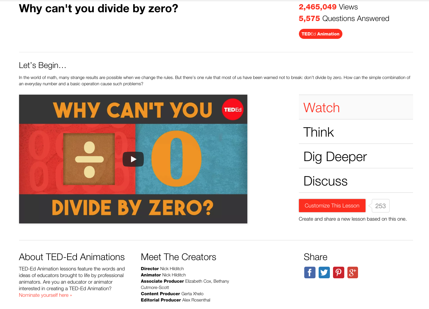 Why Can't You Divide by Zero? Instructional Video