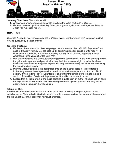 Sweatt v. Painter Lesson Plan