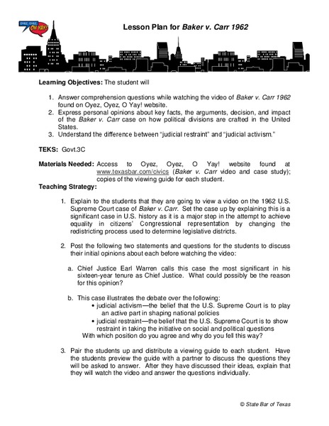 Baker v. Carr Lesson Plan