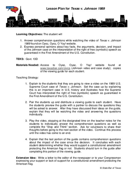 Texas v. Johnson Lesson Plan