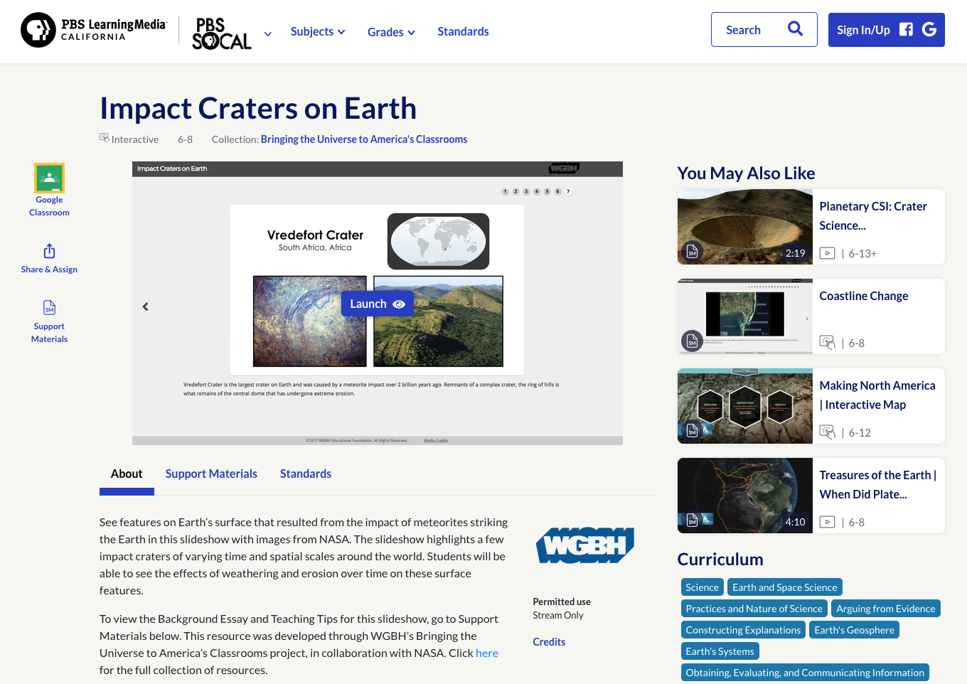 Impact Craters on Earth Interactive