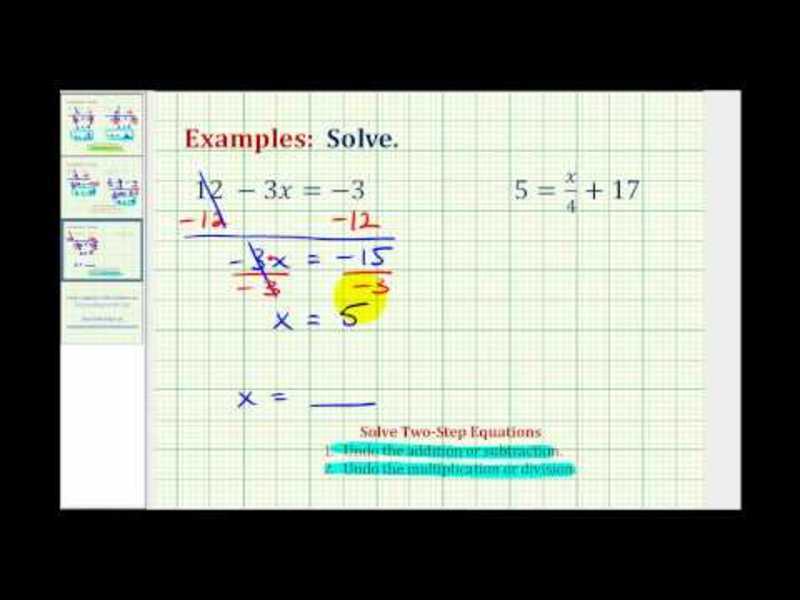 Solving Two-Step Equations Using Integers (Example 2) Instructional Video