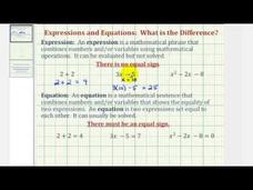 The Difference Between an Expression and an Equation Instructional Video