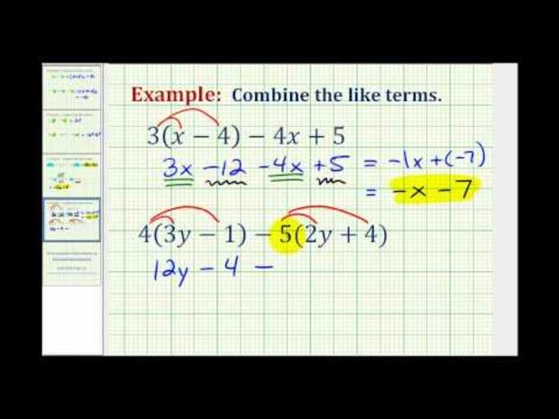 Combining Like Terms Requiring Distribution (Example 3) Instructional Video