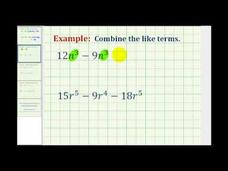 Combining Like Terms (Example 1) Instructional Video