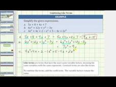 Simplify Expressions by Combining Like Terms (No Negatives) Instructional Video