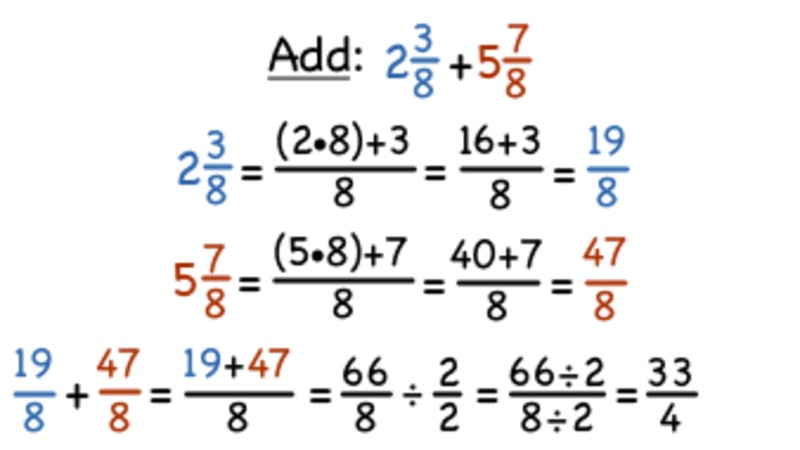 How Do You Add Mixed Fractions with the Same Denominator by Converting to Improper Fractions? Instructional Video