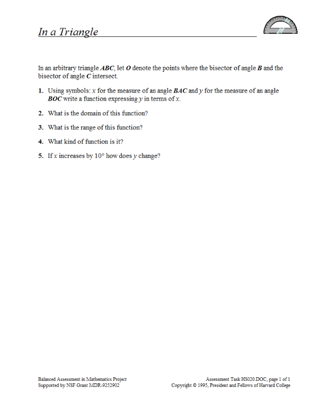 In a Triangle Assessment