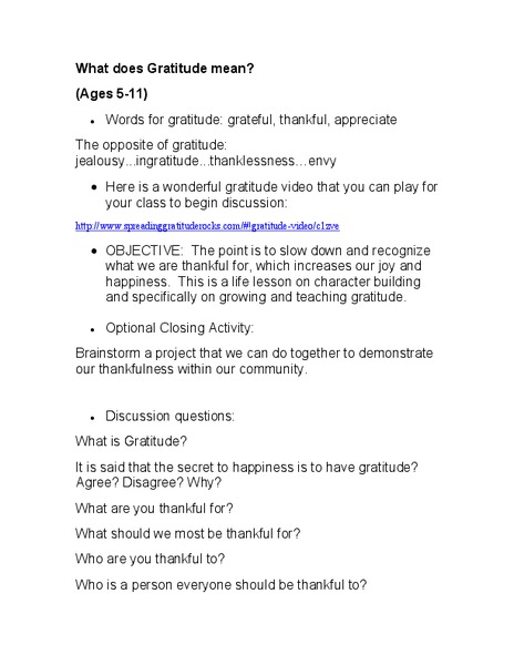 A Note of Gratitude Lesson Plan
