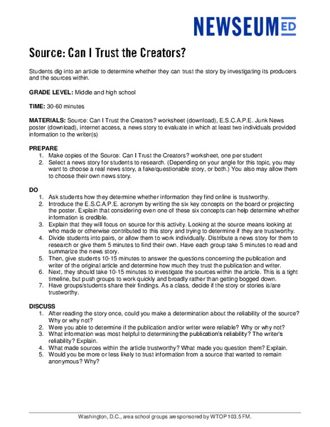 Can I Trust the Creators? Lesson Plan