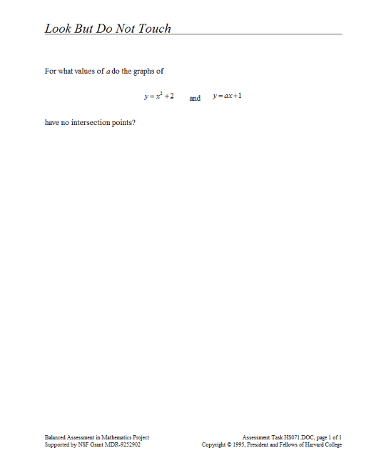 Look but Do Not Touch Assessment