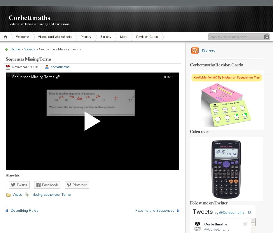 Sequences Missing Terms Instructional Video