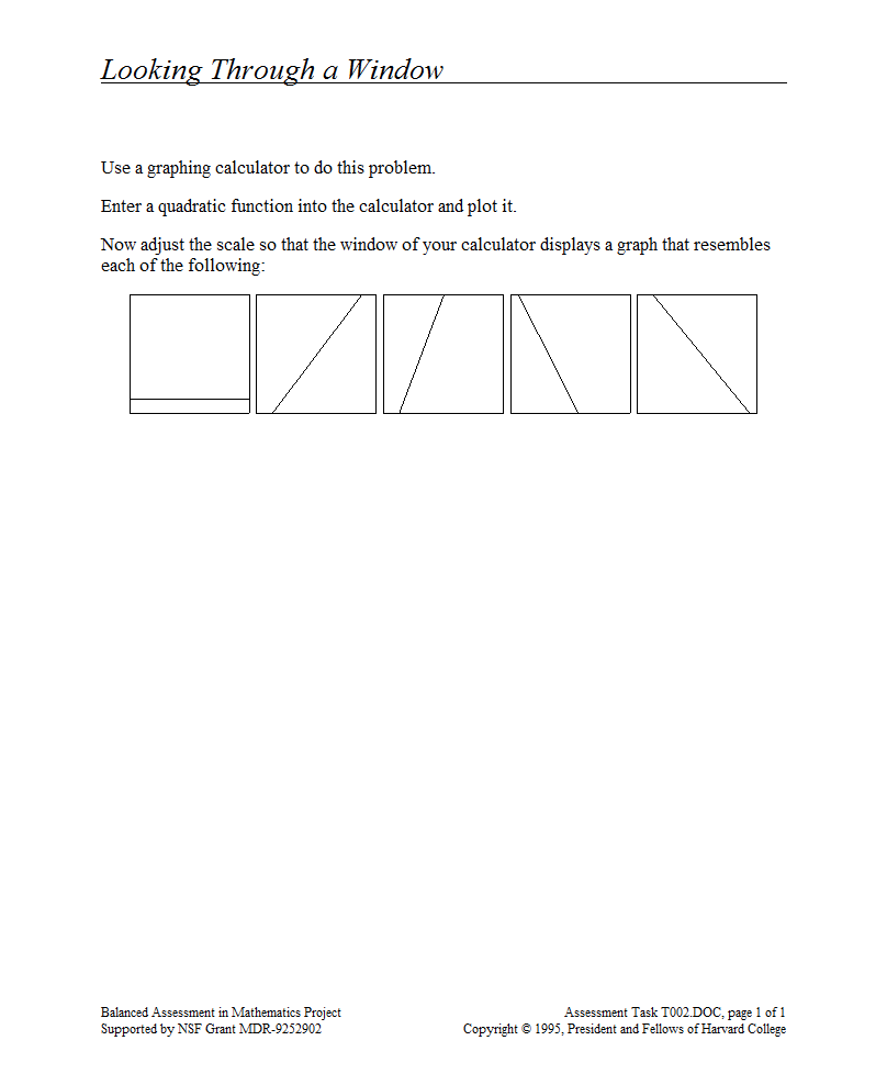 Looking through a Window Assessment