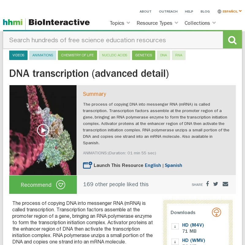 DNA Transcription (Advanced Detail) Instructional Video