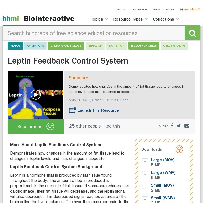 Leptin Feedback Control System Instructional Video