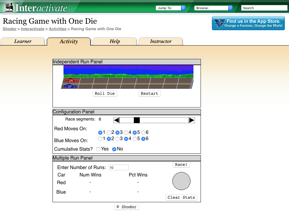 Racing Game with One Die Interactive