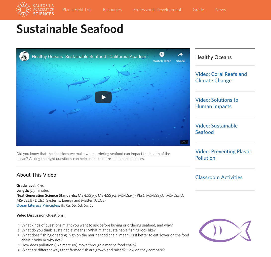 Sustainable Seafood Instructional Video