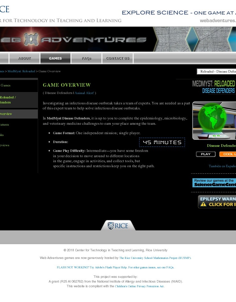 MedMyst: Disease Defenders Interactive