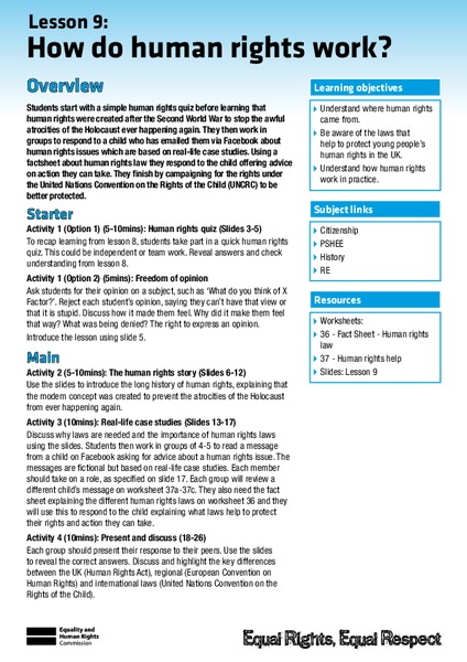 How Do Human Rights Work? Lesson Plan