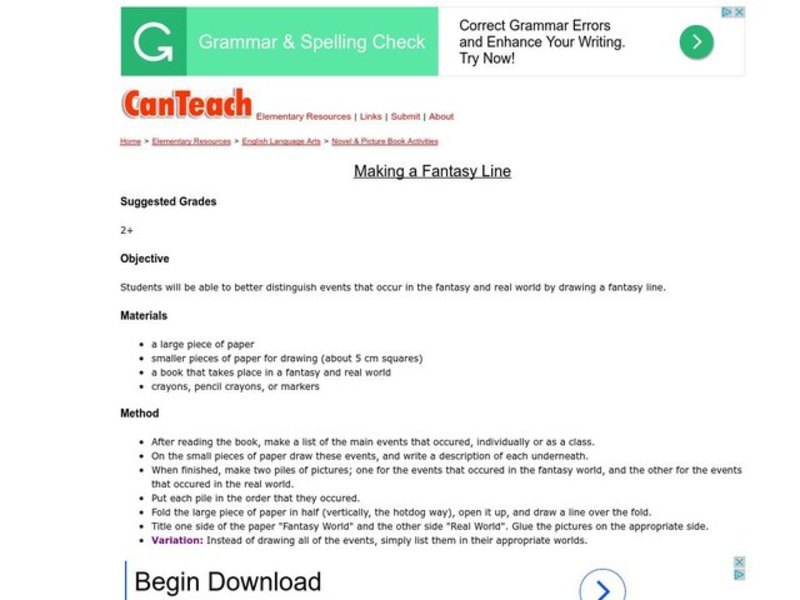 Making a Fantasy Line Lesson Plan