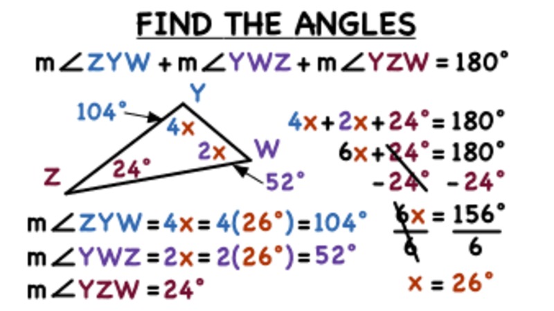 How Do You Find Missing Angles in a Triangle With Variables? Instructional Video