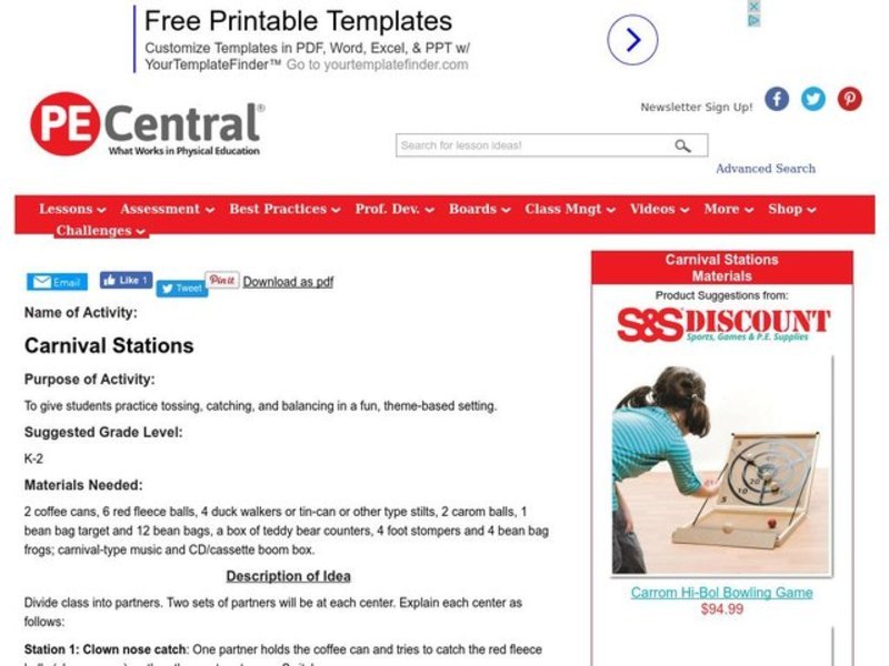 Carnival Stations Lesson Plan