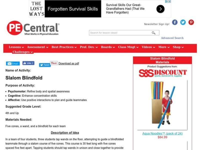Slalom Blindfold Lesson Plan