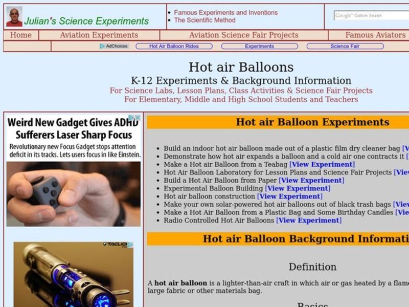 Hot air Balloons Lesson Plan