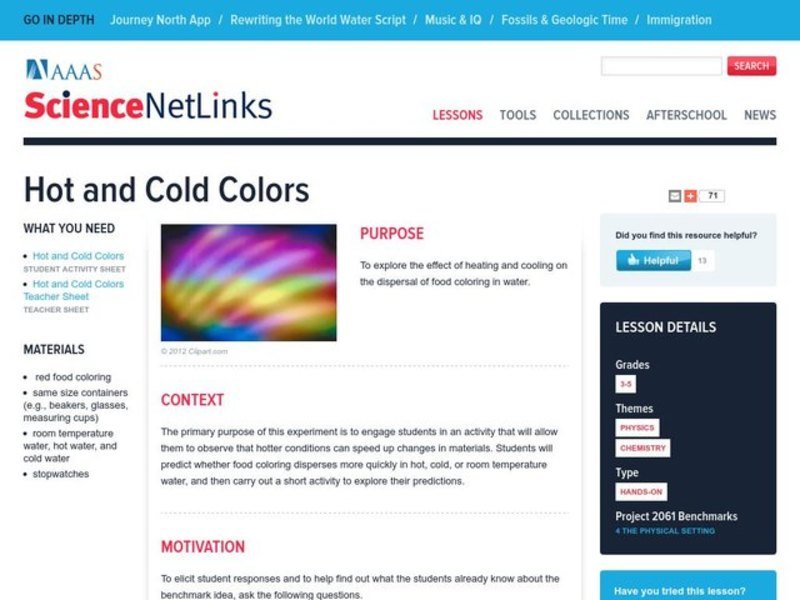 Hot and Cold Colors Lesson Plan