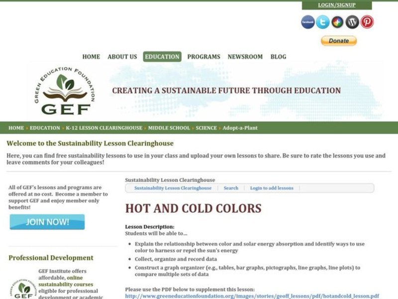 Hot and Cold Colors Lesson Plan