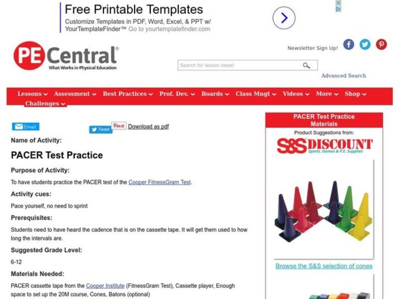 PACER Test Practice Lesson Plan