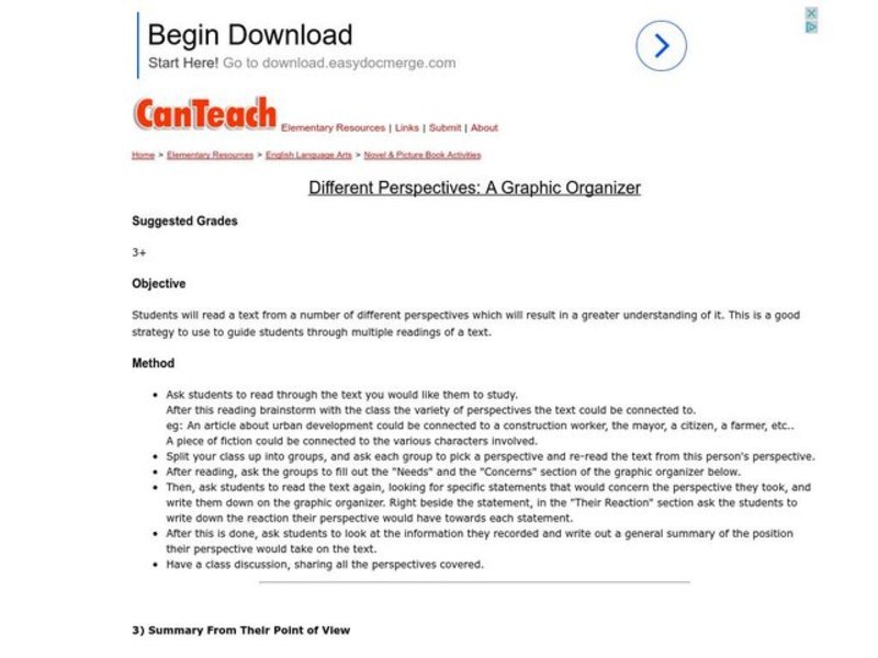 Different Perspectives: A Graphic Organizer Lesson Plan