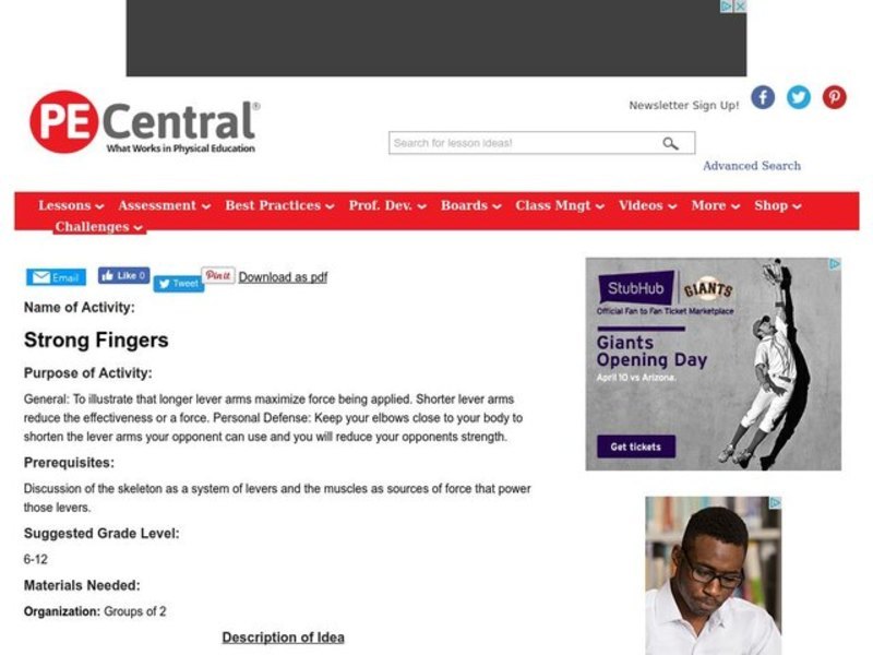 Strong Fingers Lesson Plan