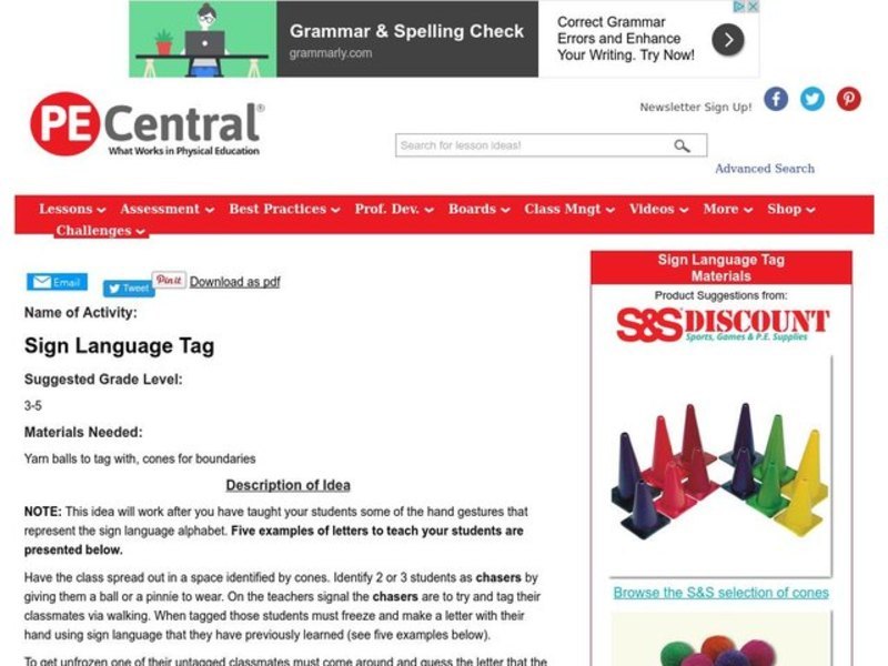 Sign Language Tag Lesson Plan
