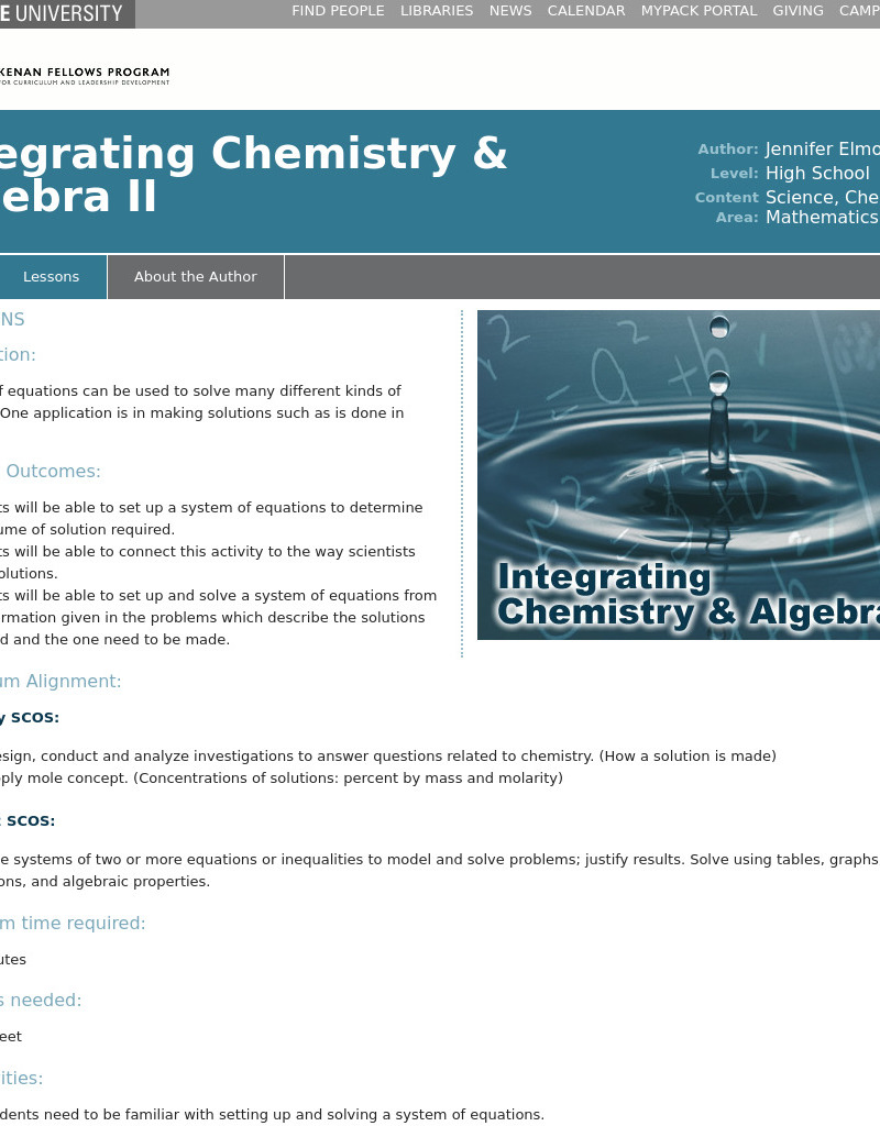 Solutions Lesson Plan