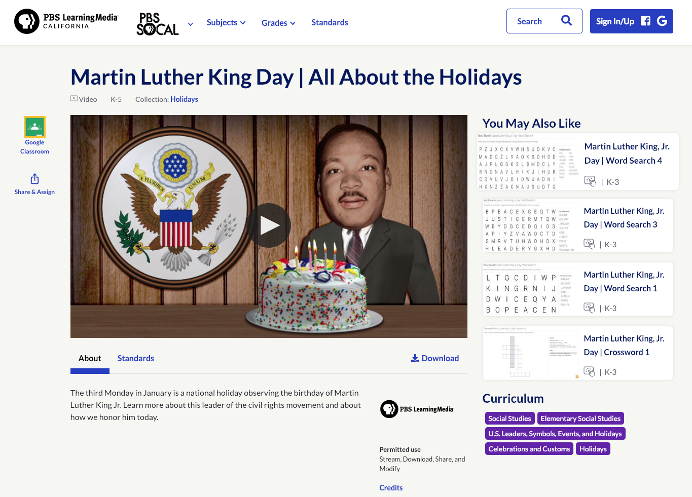 Martin Luther King Day | All About the Holidays Instructional Video
