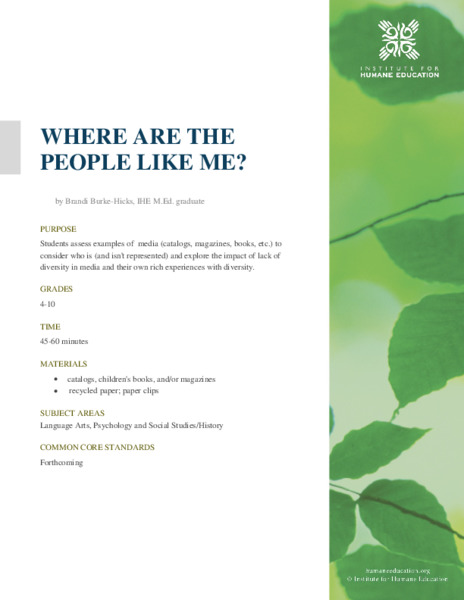Where Are the People like Me? Lesson Plan