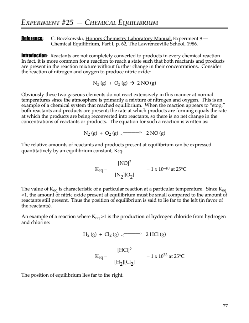 Chemical Equilibrium Lab Resource
