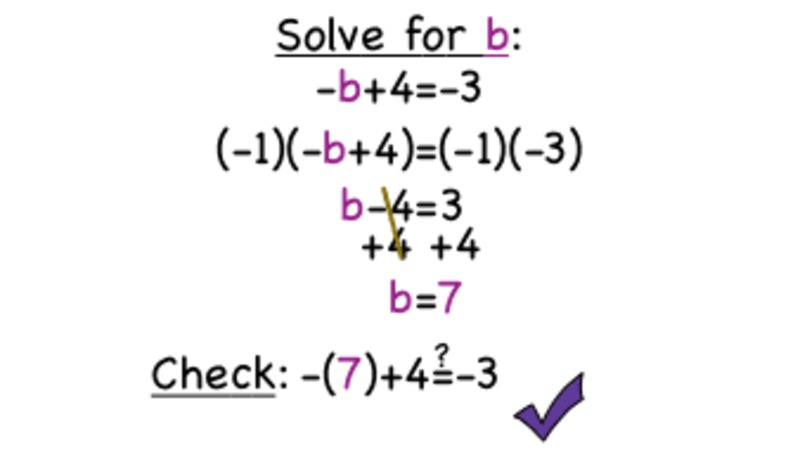 How Do You Solve a Two-Step Equation by Multiplying by -1 First? Instructional Video