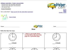 Hour Worksheet