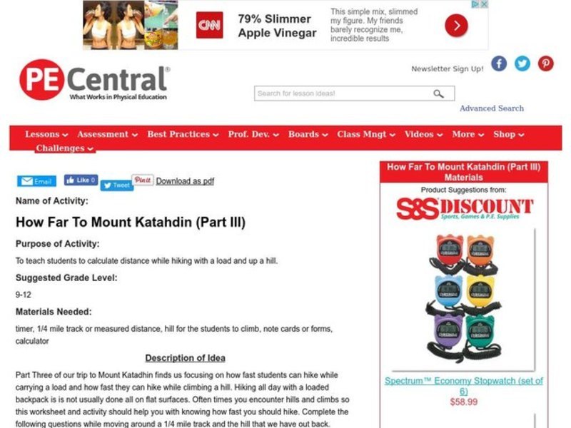 How Far To Mount Katahdin (Part III) Lesson Plan